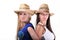 Two Girls Wearing cowboy Hats And Smiling