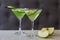 Two glasses of apple martini