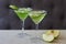 Two glasses of apple martini