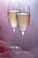 Two Glasses of Champagne with Backlit Tulle Background