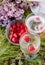 Two glasses champagne fresh raspberries romantic weekend