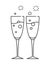 Two glasses of champagne. Icon in the line style