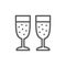 Two glasses of champagne line icon.