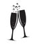 Two Glasses of Champagne Silhouette Vector