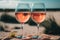 Two glasses of chilled rose wine in the summertime Illustration Generative AI