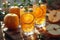 Two glasses of citrusinfused iced tea on a wooden table