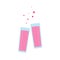 Two glasses clinking  with a pink berries smoothies  with a decorative bubbles on a white isolated background.