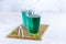 Two glasses of diabolo menthe, french popular non-alcoholic mixed drink