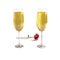 Two glasses of good champagne and a rose