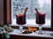 Two Glasses Of Mulled With Cinnamon And Orange Juice. Generative AI