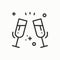 Two glasses, toast icon. Binge, drink, champagne, wine.Party celebration, birthday, holidays, event, carnival festive