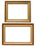 Two gold plated wooden picture frames isolated