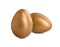 Two golden eggs on white background. Pension concept