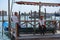 Two gondoliers in gondola pier in Venice, Italy, Europe .