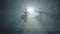Two graceful professional ballerinas dancing elements of classical ballet in the dark. Ballet dancers shows classic