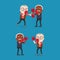 Two grandpa wearing boxing gloves fighting.