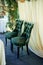 Two green chairs lined with green velvet.Gorgeous, palace style.