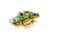 Two Green Cute Tree Frogs Sitting On White
