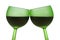 Two green glasses with red wine