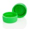 Two green plastic lids
