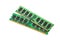 Two green strips of RAM for a computer, isolated