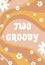 Two groovy Baby card. Retro 70s greeting, Retro birthday invitation. 70s party poster, peace symbol, daisy groovy