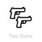 Two guns shot icon. Editable line vector.