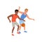 Two guy playing in basketball. Active lifestyle. Yyoung cheerful men in sportswear. Flat vector design