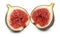 Two half purple fig fruits isolated