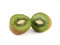 two halfs of kiwi (white background).