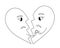 Two halves of a broken heart. Sketch. A crack in the middle of a love symbol. Vector illustration. Isolated white background.