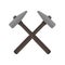 Two hammers crossed with each other Vector illustration.