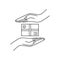 two hand holding parcel like protected delivery icon