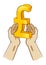 Two Hand Holding Pound sterling Currency Symbol