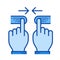 Two hand pinch line icon.