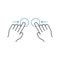 Two hand pinch line icon, hand gestures