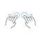 Two hand pinch line icon, hand gestures