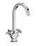 Two handles kitchen mixer metal faucet, modern design. Long spout