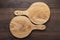 Two handmade breadboards on table