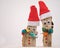 Two handmade Santa Clauses made from wood