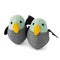 Two handmade textile toy birds on white