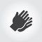 Two hands clapping in flat style. Graphic black icon - symbol of applause, praise, greeting. Gesturing human wrist logo
