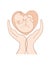 Two hands hold a baby, the concept of motherhood, childhood protection, love for children, pregnancy. Pediatrics icon