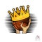 Two hands hold basketball ball with golden crown. Sport logo for any team or competition isolated