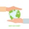 Two hands holding earth, environmental concept