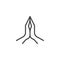 Two hands pray gesture line icon