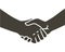 Two hands shaking each other. Partners handshake. Hands holding one another gesture of contract agreement, friendship