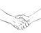 Two hands shaking each other. Partners handshake. Hands holding one another gesture of contract agreement, friendship