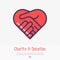 Two hands in shape of heart thin line icon