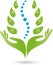 Two hands and spine, naturopath and physiotherapy logo